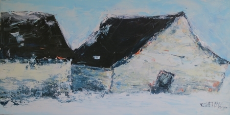 Lean To -  Vanishing Family Farm  24x48"  acrylic on canvas